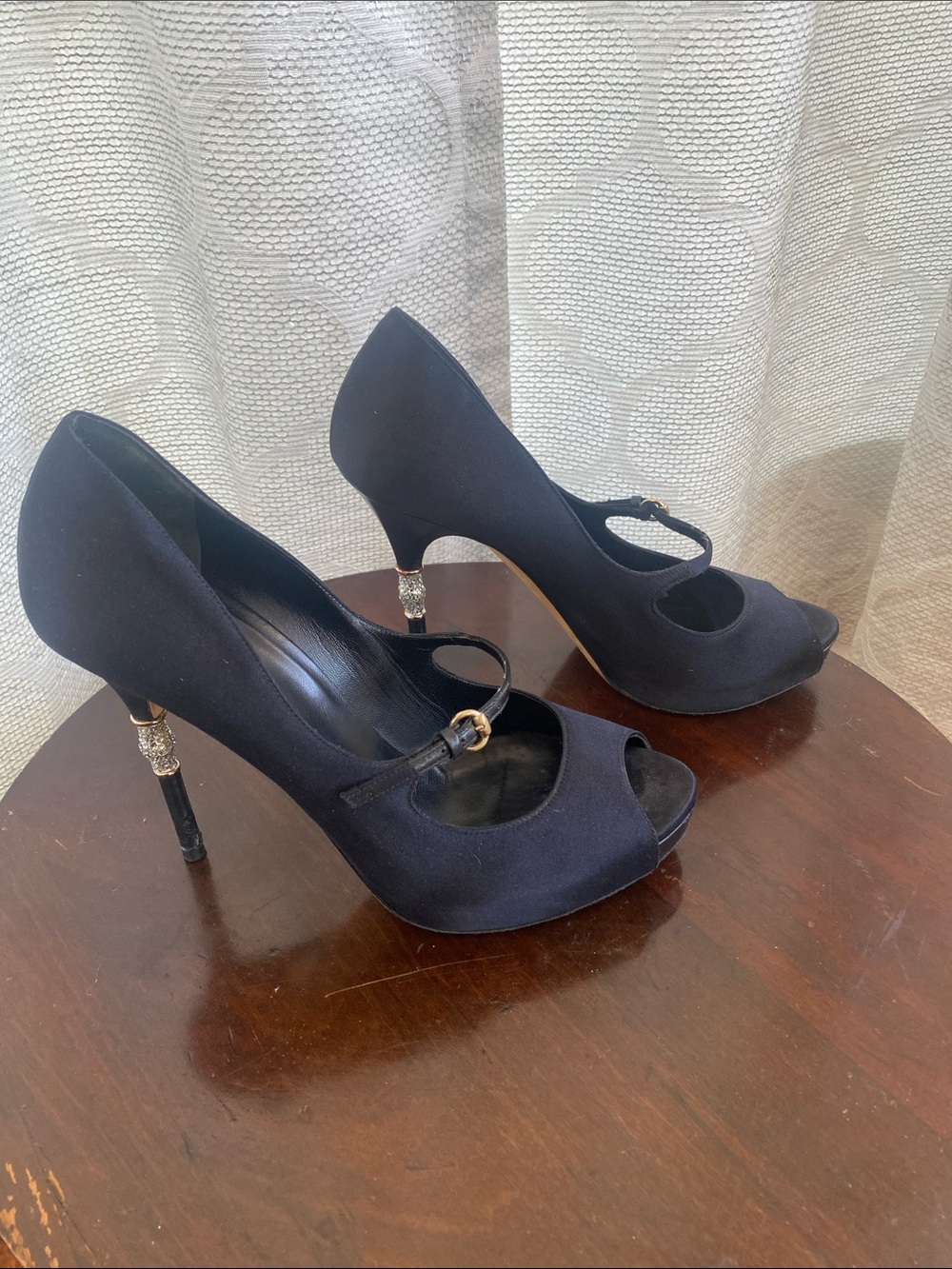 Gucci Black Peep-Toe Mary Jane Heels
